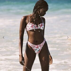 For Love And Lemons Floral White and Pink Bikini